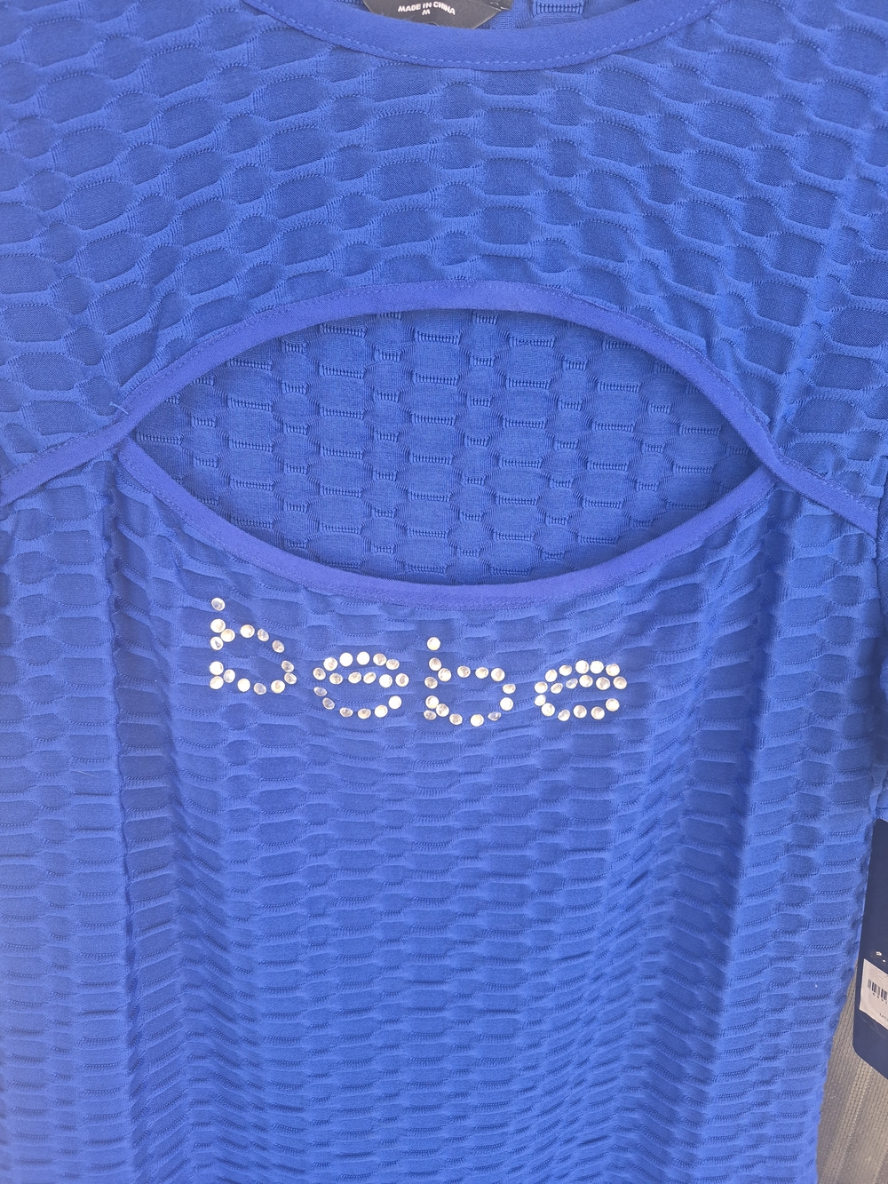 Bebe Royal Blue Studded Cutout Top